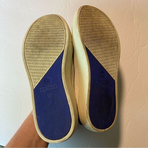 Rothy's Pink Candy Stripe white rainbow slip on sneaker shoes flats round kids 3 - Picture 12 of 12